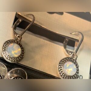 Napier Elegant Silver and Opalescent Earrings